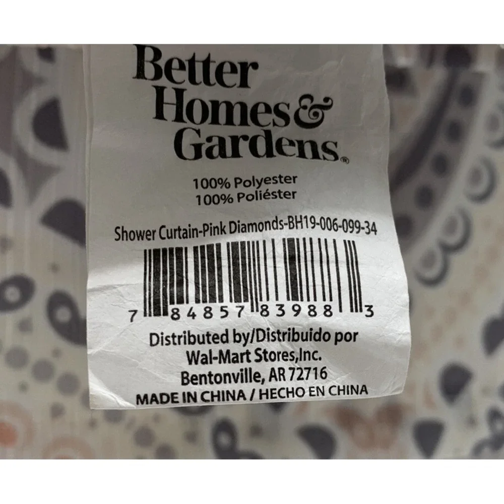 Better Home And Garden Shower Curtain & Hook Set Pink Gray